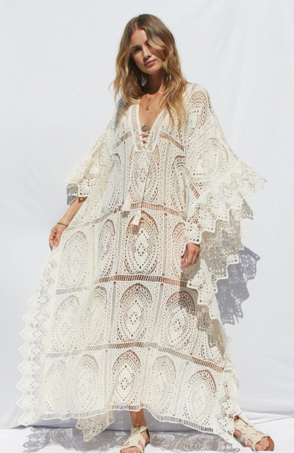 Kaftan dengan detail rajutan